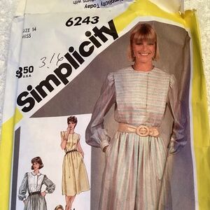 V INTAGE! 1983 SIMPLICITY DRESS PATTERN  #6243…size 14… Has been cut